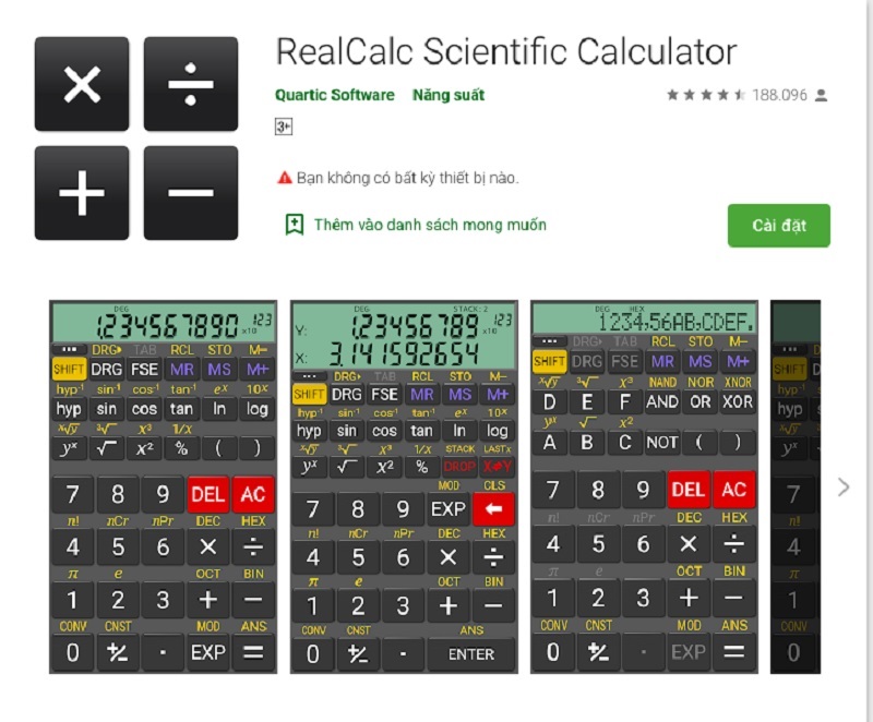 RealCalc Scientific Calculator - Ứng dụng máy tính trên điện thoại hay nhất