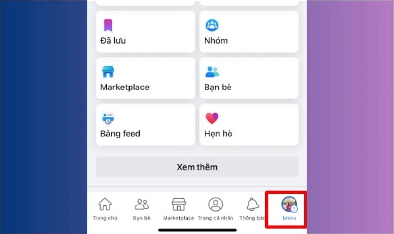 Chọn vào biểu tượng Menu