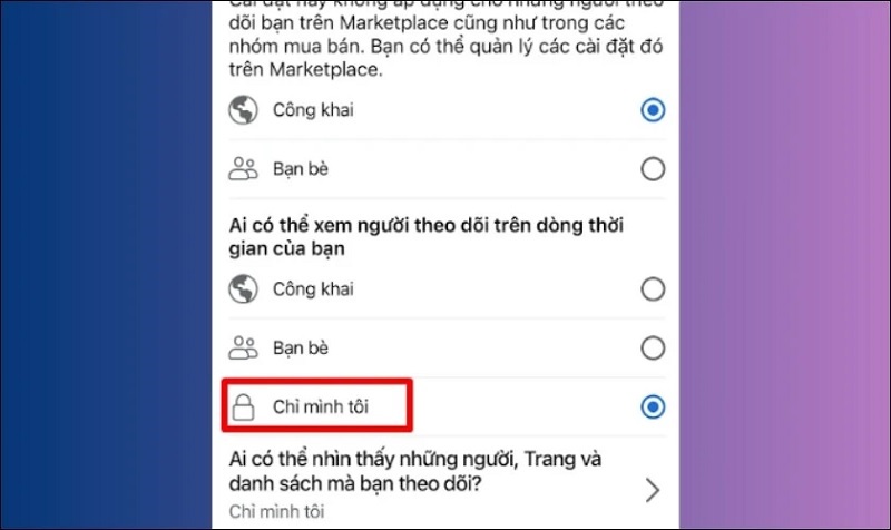 Thiết lập chế độ Chỉ mình tôi