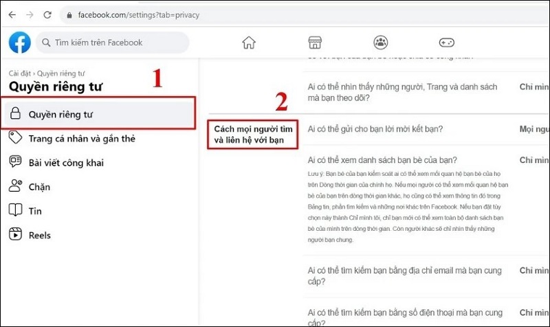Di chuyển đến mục Cách mọi người tìm và liên hệ với bạn