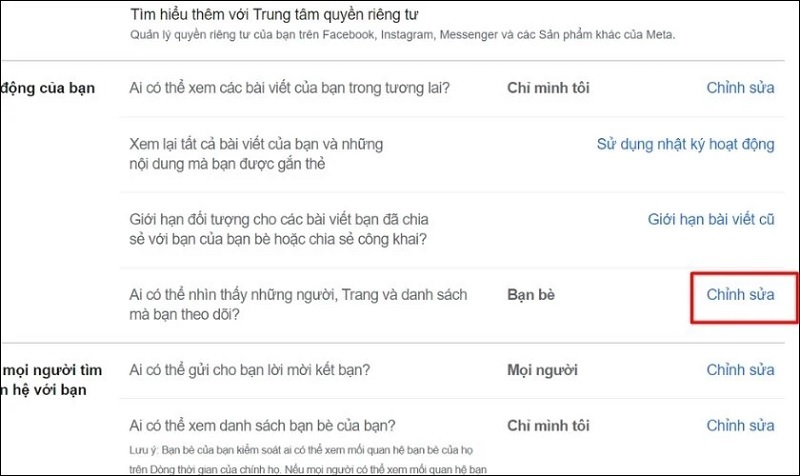 Nhấn vào nút Chỉnh sửa