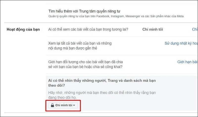 Thiết lập chế độ Chỉ mình tôi
