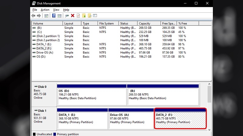 Xác định đúng phân vùng cần ẩn trên win 11
