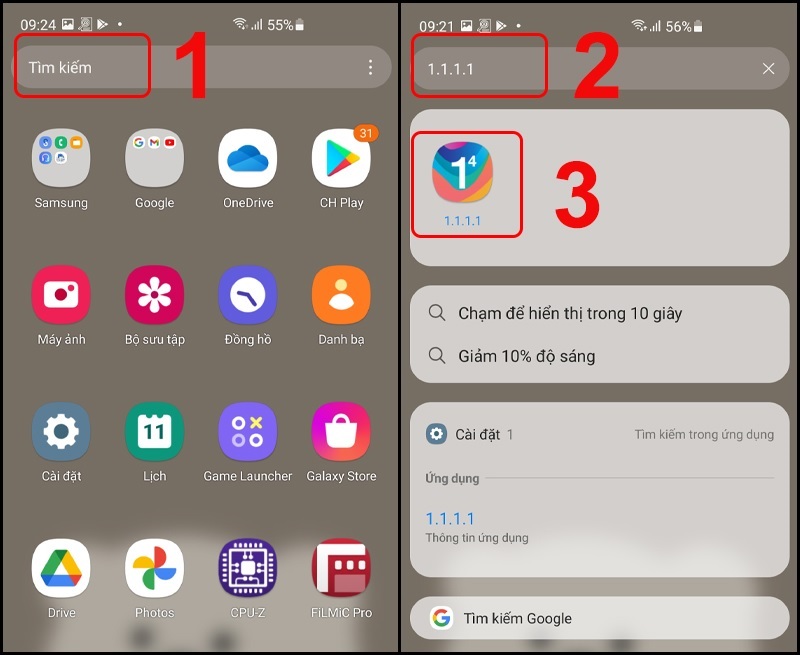 Cách mở ứng dụng ẩn trên Samsung bằng Tìm kiếm