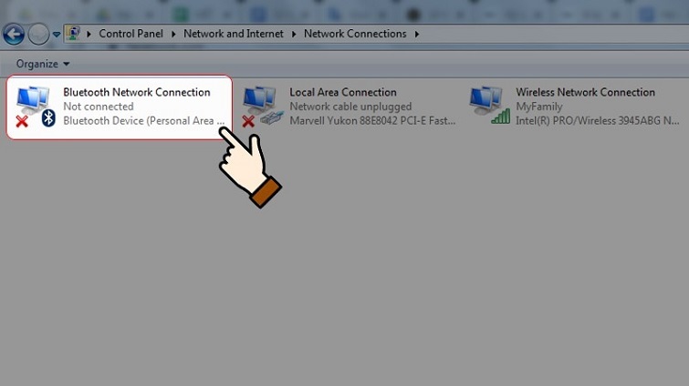 Chọn vào Bluetooth Network Connection