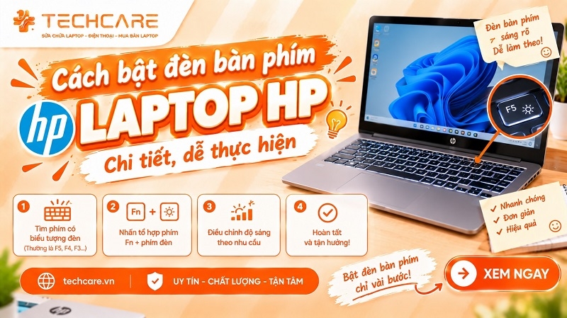 Cách bật đèn bàn phím laptop HP chi tiết, dễ thực hiện