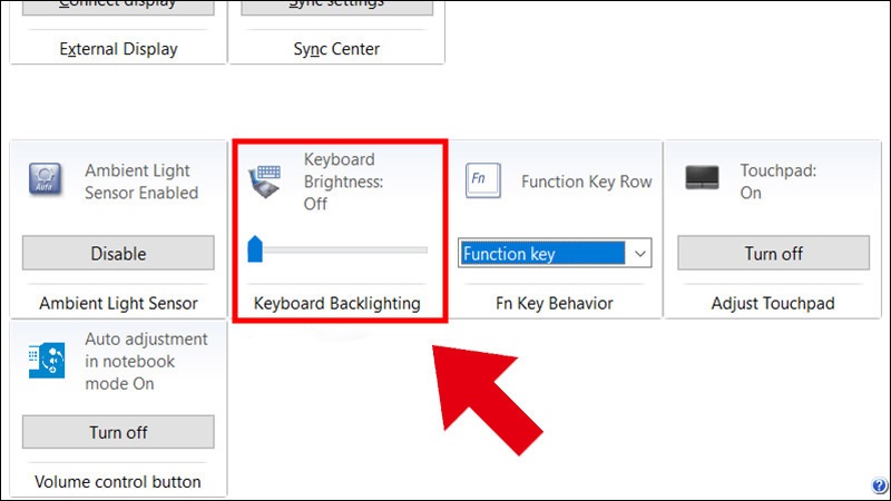 Bật đèn bàn phím laptop Lenovo trong Windows Mobility Center bước 4 Bật đèn bàn phím laptop Lenovo trong Windows Mobility Center bước 4