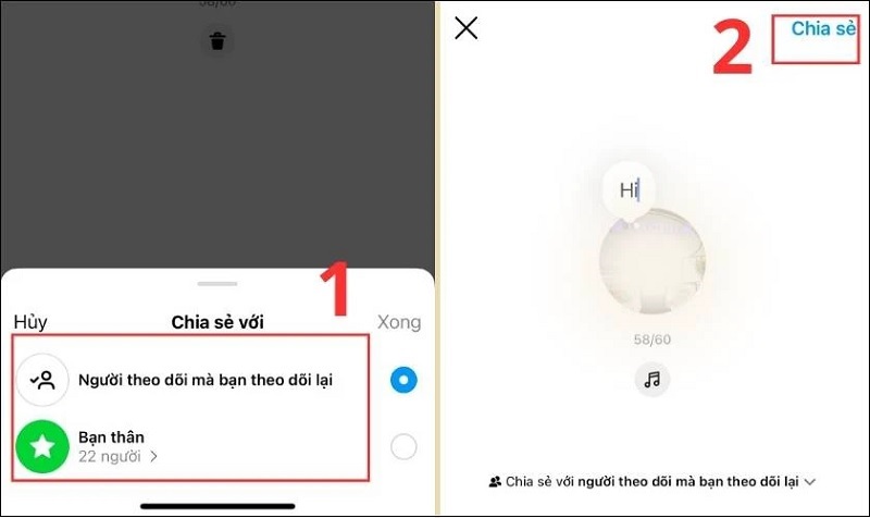 Nhấn nút Chia sẻ