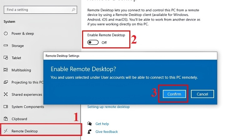 Remote Desktop của Windows bước 3 Remote Desktop của Windows bước 3