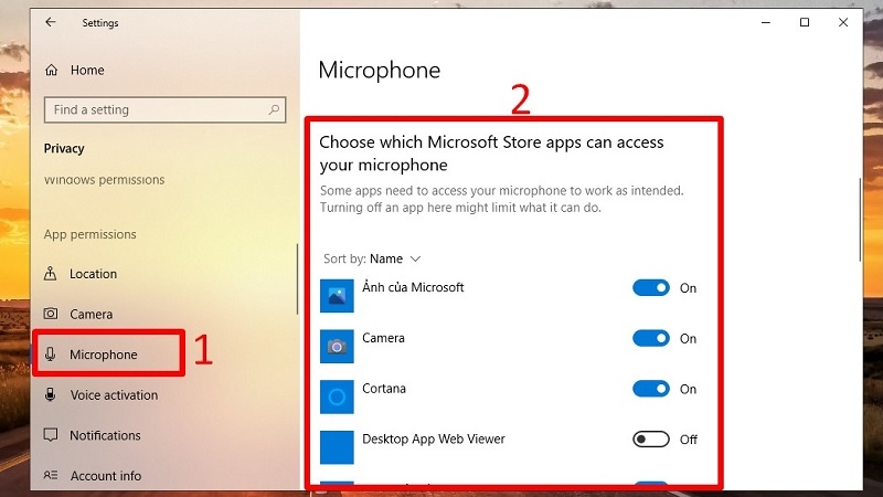 Nhấn vào Microphone
