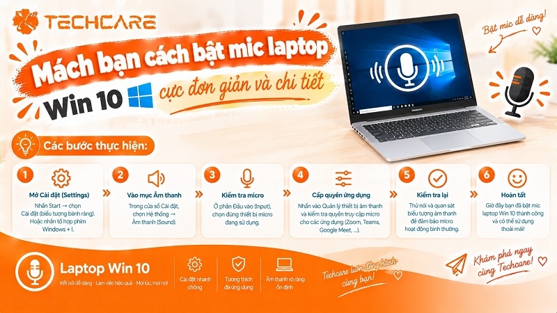 Mách bạn cách bật mic laptop Win 10 cực đơn giản và chi tiết