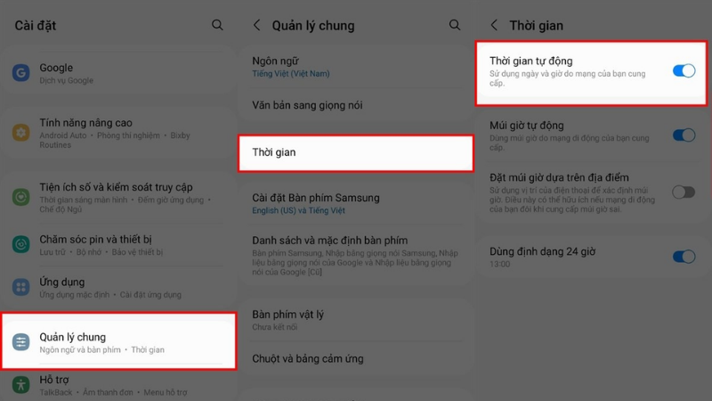 Cách bật ngày giờ tự động
