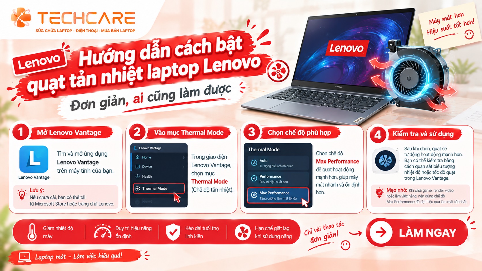 Hướng dẫn cách bật quạt tản nhiệt laptop Lenovo đơn giản, ai cũng làm được