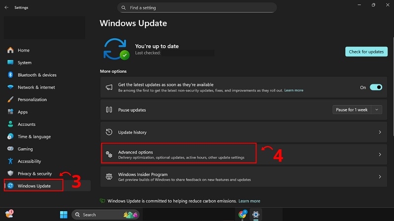 Kiểm tra Windows Update bước 2