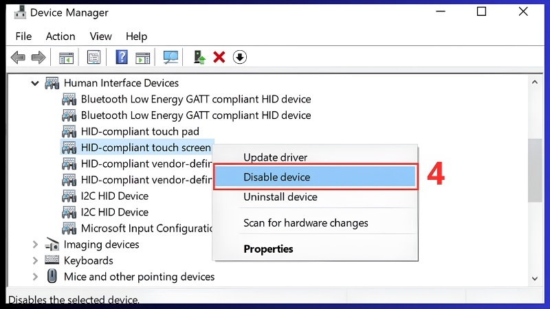 Chọn vào Disable device