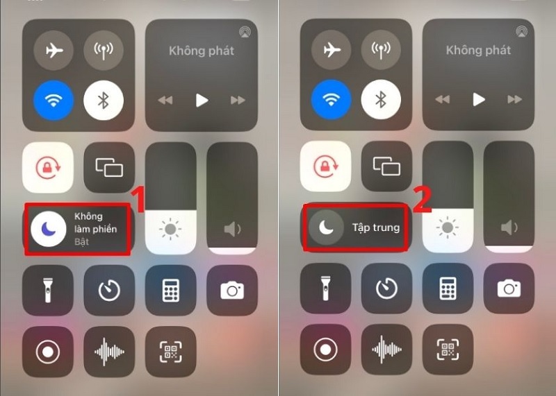 Nhấn vào để biểu tượng vầng trăng khuyết để chuyển sang màu trắng