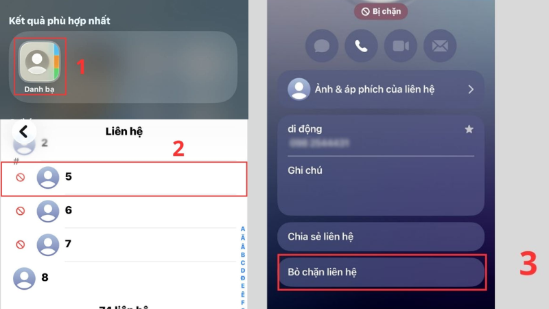 Cách bỏ chặn cuộc gọi iPhone từ Danh bạ