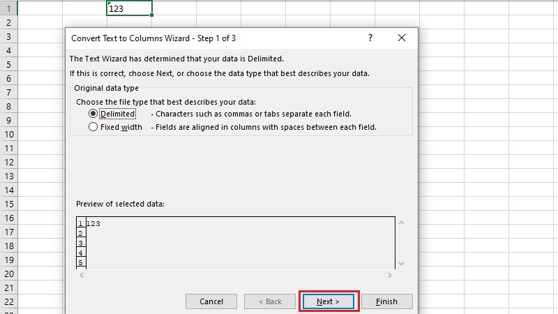 Text to Columns giúp xóa dấu nháy trong Excel bước 2