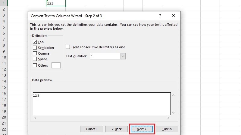 Text to Columns giúp xóa dấu nháy trong Excel bước 3