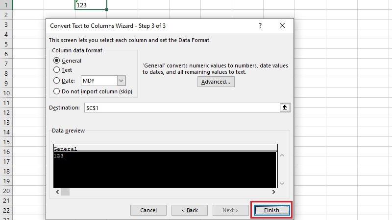 Text to Columns giúp xóa dấu nháy trong Excel bước 4