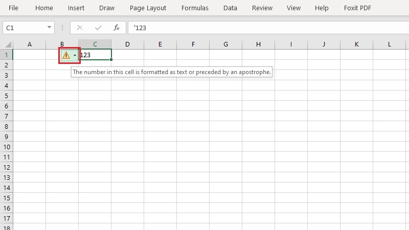 Chọn Convert to Number để bỏ dấu nháy trong Excel bước 1