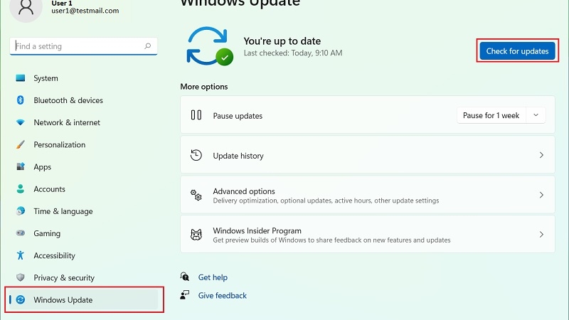 Nhấn vào Check for updates để lấy bản mới nhất Nhấn vào Check for updates để lấy bản mới nhất