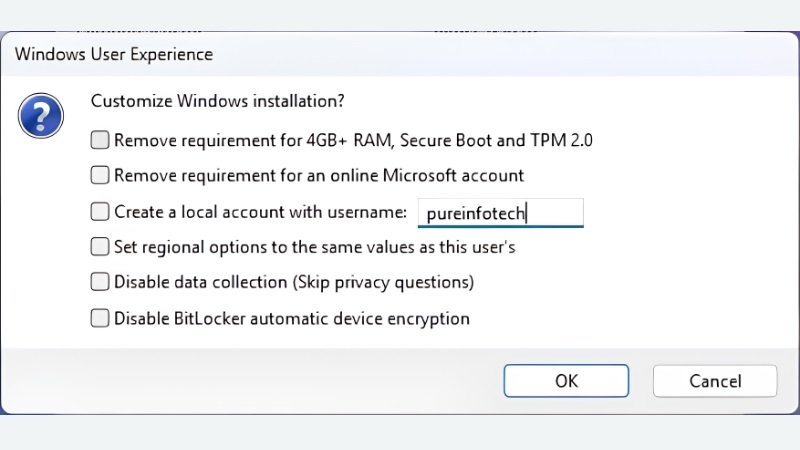 Tùy chọn Quality of Life trong bảng Windows User Experience của Rufus Tùy chọn Quality of Life trong bảng Windows User Experience của Rufus