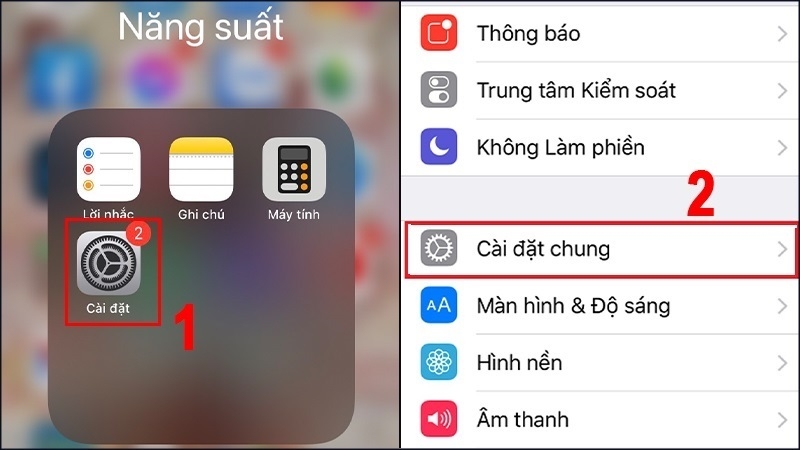 Chọn Cài đặt chung