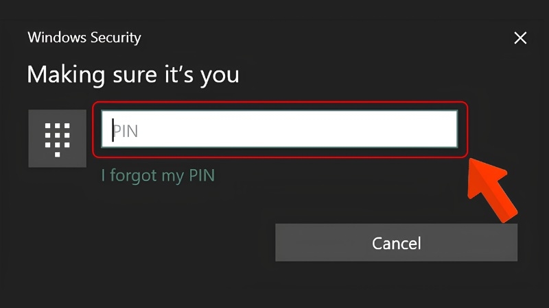 Hộp thoại nhập mã PIN khi cài vân tay Windows 10 Hộp thoại nhập mã PIN khi cài vân tay Windows 10