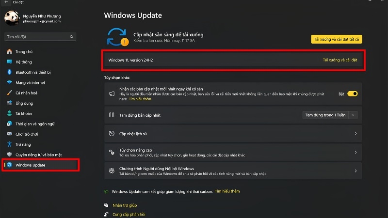 Cập nhật Win 11 qua Windows Update bước 3 Cập nhật Win 11 qua Windows Update bước 3