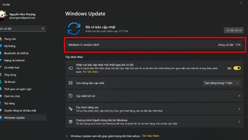 Cập nhật Win 11 qua Windows Update bước 4 Cập nhật Win 11 qua Windows Update bước 4