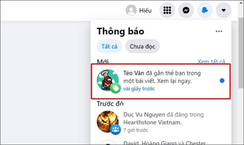 Khi có người dùng nào muốn gắn thẻ bạn trên facebook thì bạn sẽ nhận được thông báo