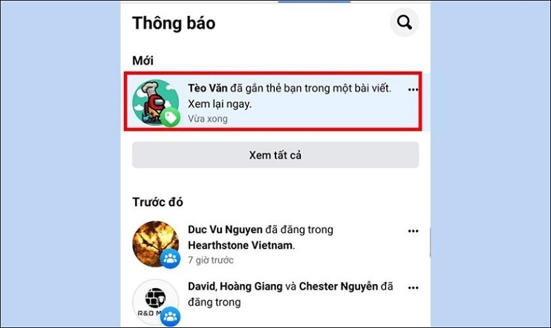 Facebook gửi thông báo khi có gắn thẻ