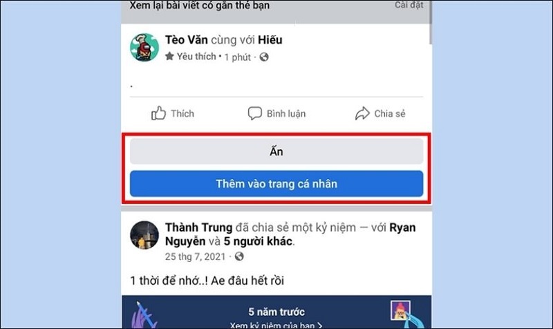 Nhấn nút Ẩn