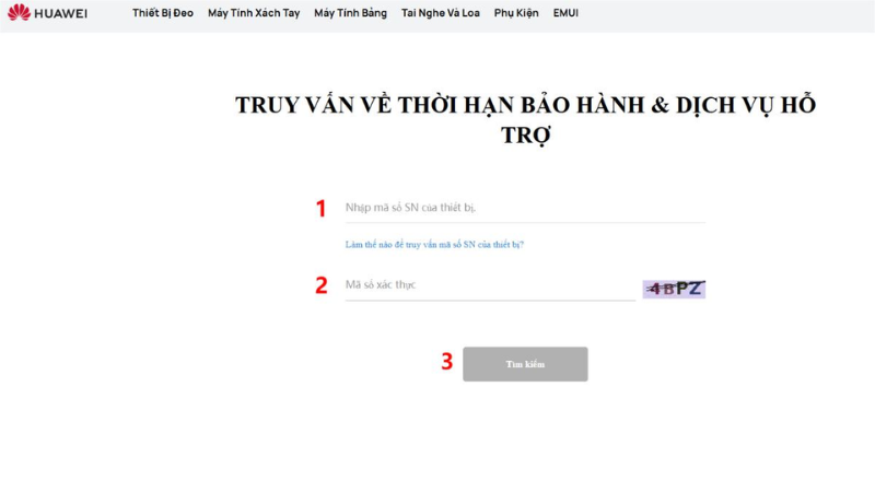 Cách Check Bảo Hành Huawei qua website