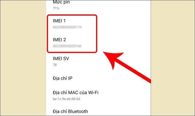 Sao chép lại dãy số ở IMEI 1