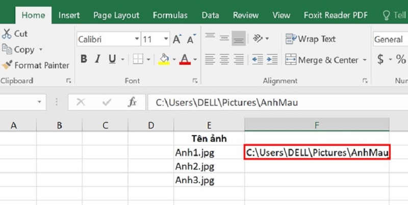 Dán đường dẫn của thư mục hình ảnh vào