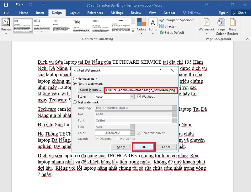 Chọn hình ảnh logo trong máy tính của bạn