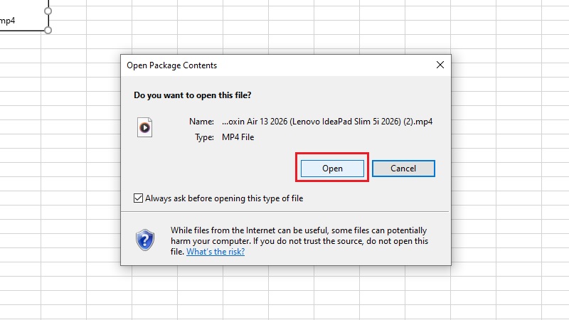 Bước 4 - nhấp đúp vào biểu tượng video trong Excel để xem thử Bước 4 - nhấp đúp vào biểu tượng video trong Excel để xem thử