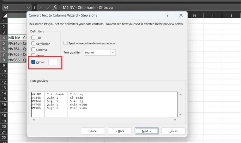 Đánh dấu tích vào ô Other