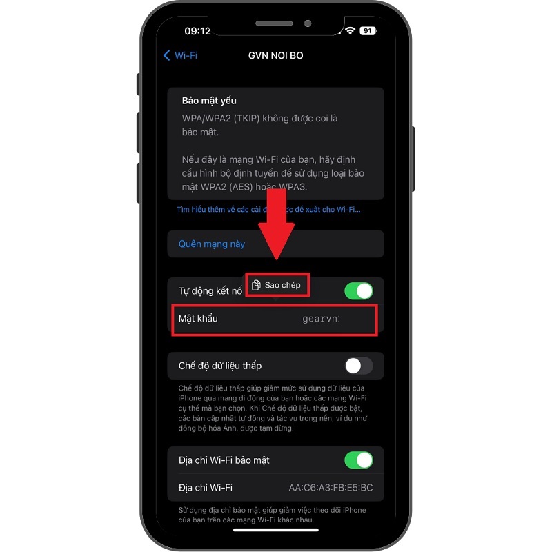 Nhấn nút Sao chép