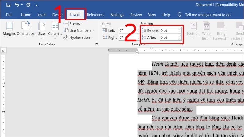 Click chuột vào biểu tượng mũi tên hướng lên hoặc xuống nằm bên cạnh mục Before và After