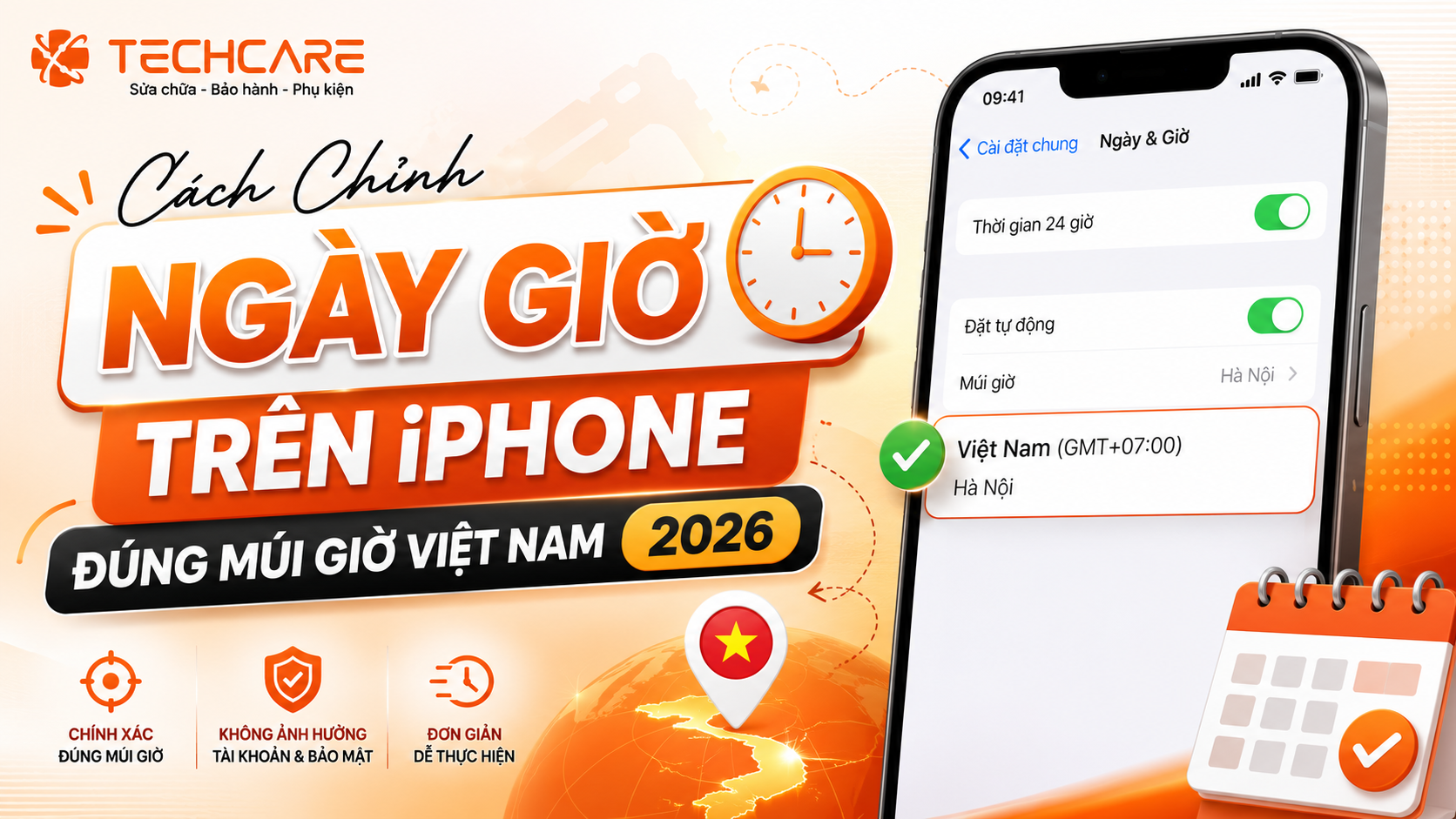 Cách Chỉnh Ngày Giờ Trên iPhone Đúng Múi Giờ Việt Nam 2026