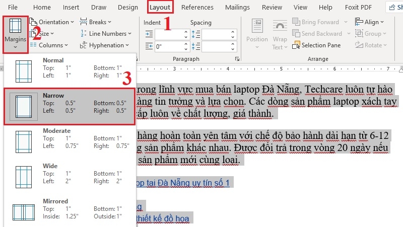 Chỉnh lề trong Word để văn bản vừa 1 trang Chỉnh lề trong Word để văn bản vừa 1 trang