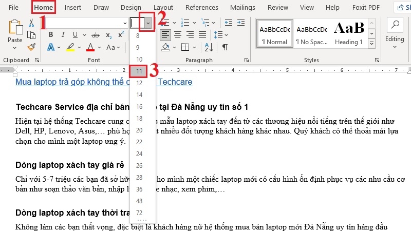 Giảm cỡ chữ trong Word để văn bản vừa 1 trang Giảm cỡ chữ trong Word để văn bản vừa 1 trang
