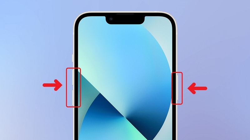Nhấn giữ đồng thời vào nút nguồn và nút tăng giảm âm lượng