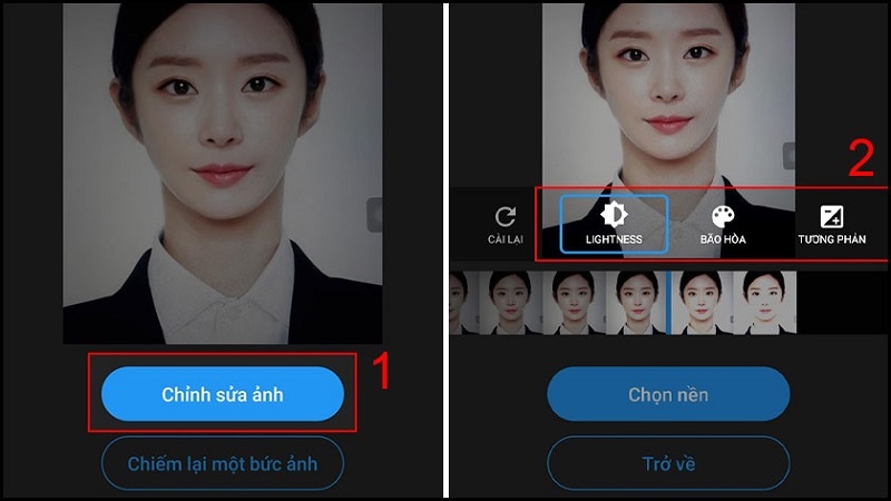 Tùy chỉnh lại độ tương phản, ánh sáng và độ bão hòa
