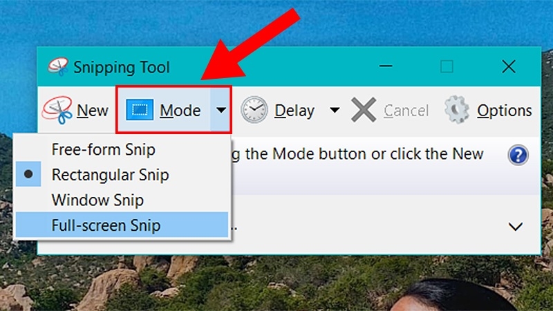 Chụp màn hình bằng công cụ Snipping Tool có sẵn bước 2 Chụp màn hình bằng công cụ Snipping Tool có sẵn bước 2