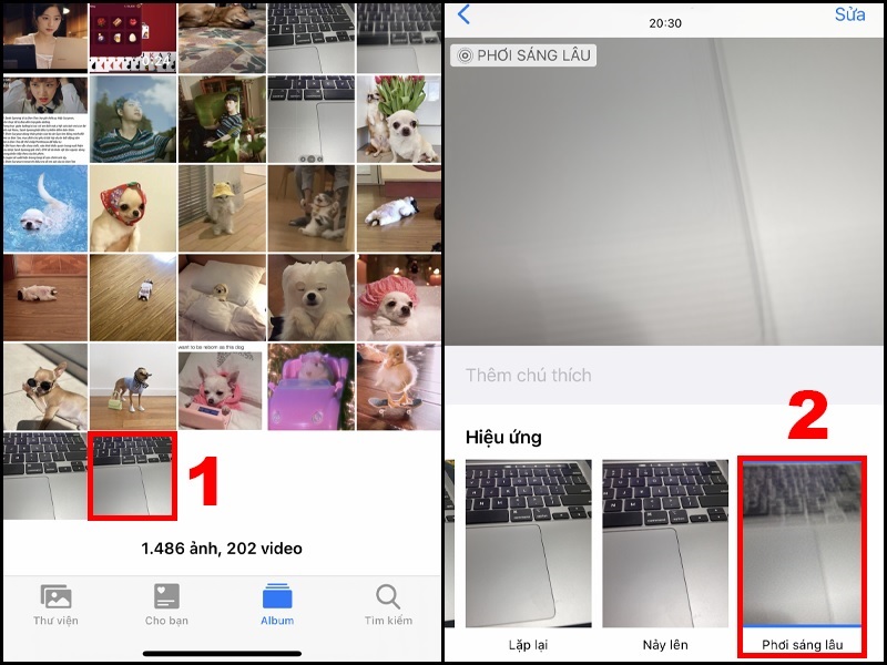 Chọn chế độ Phơi sáng lâu