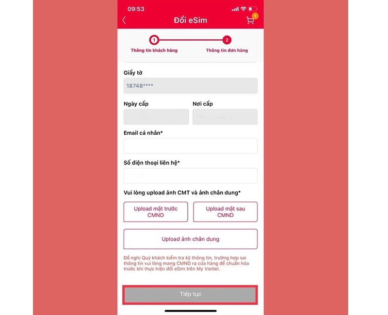 Nhấn nút Tiếp tục